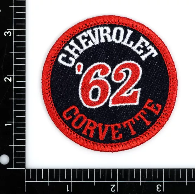 1962 Chevrolet Corvette Embroidered Patch Blue Denim/Red Iron-On Sew-On Hat Bag 2