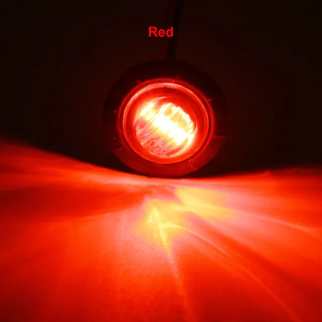 10x 3/4" Rouge Rond feu de gabarit latéral LED Truck Trailer Side Marker Lights 2