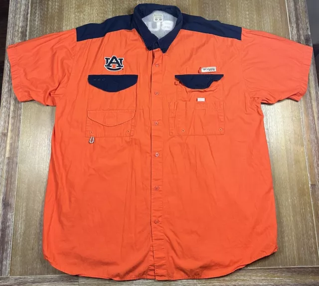 COLUMBIA PFG FISHING Shirt Mens Size XL Auburn Tigers Colorblock Short ...