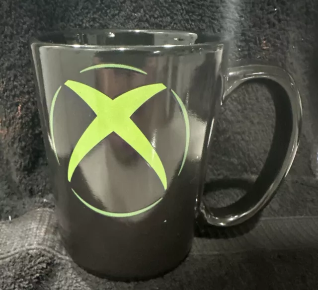 XBOX Coffee Mug Cup 15 oz Black Green Color Changing Video Game Microsoft ZAK!