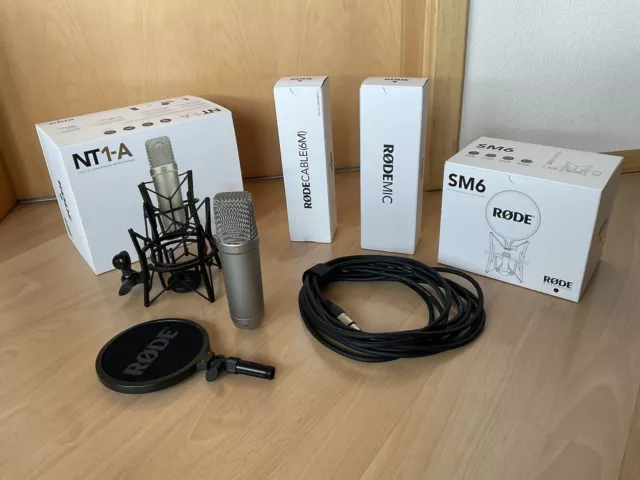 Rode RØDE NT1-A Kondensatormikrofon (Niere) Mikrofonspinne Popschutz XLR-Kabel