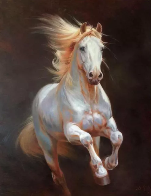 CHOP321 100% hand-painted abstract animal white horse art oil painting on canvas