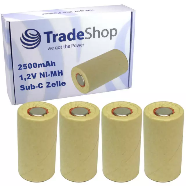 4x Akku Zelle Sub-C 2500mAh 1,2V Ni-MH Batterie für Werkzeugakkus/Modellbau