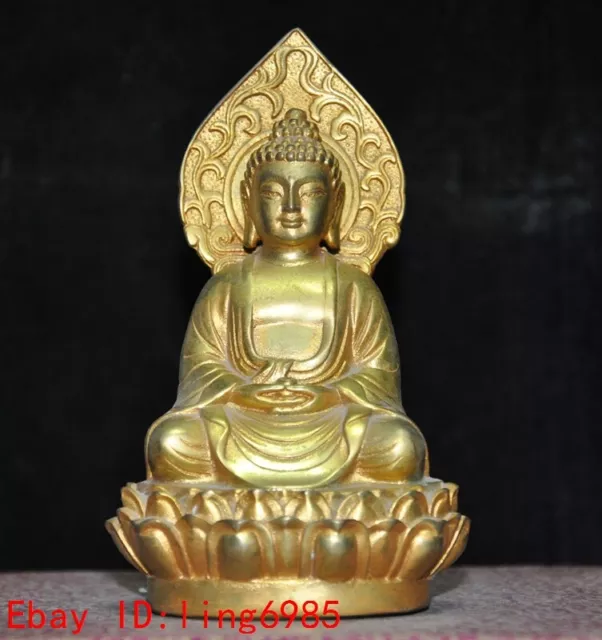 old Chinese buddhism bronze 24k gold Sakyamuni Shakyamuni Medicine Buddha Statue