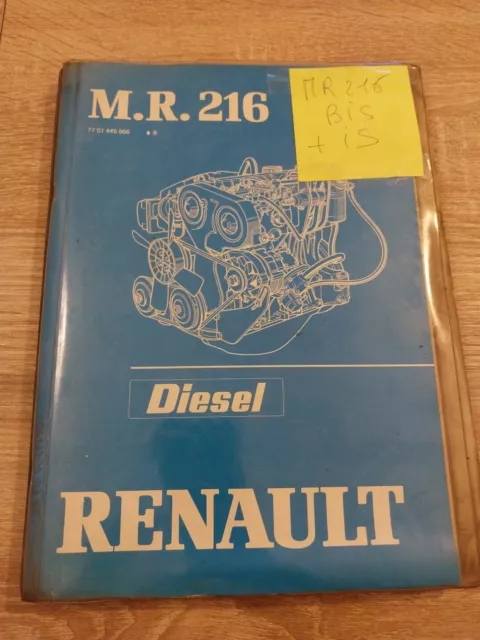 Manuel reparation RENAULT MR 216 Moteur Diesel 852 Type 2068 Cc R 20 30 R 1276