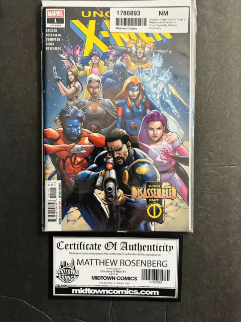 Uncanny X-Men vol.5 #1 2019 High Grade NM Marvel signed by Matthew Rosenberg COA 3