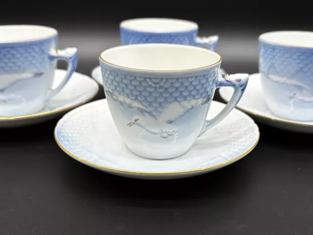 B and G Bing & Grondahl Seagull Tea Cup Saucer Sets(Set of 4) Copenhagen Denmark 2