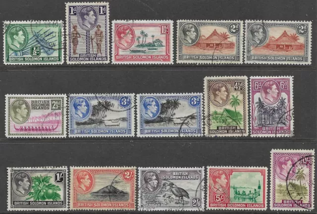 BRITISH SOLOMON ISLANDS 1939-51 Stamps KGVI Set of 13 SG60-72 Used