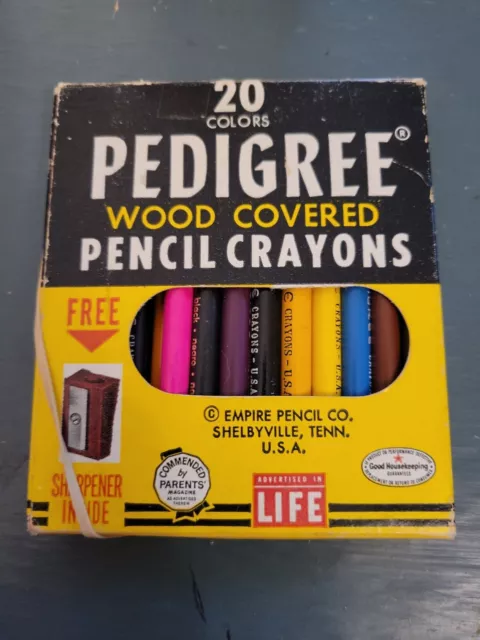 Vtg Pedigree Pencil Crayons Qty 8, 2-Sided Pencils 16 Colors Empire Pencil  gb1