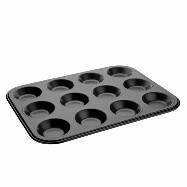 Vogue Non Stick Mini Muffin Tray with 12 Cups Made of Carbon Steel - 32x24cm