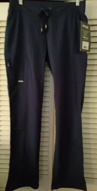 NWT Greys Anatomy Scrub Pants S Blue 6 Pocket w Zip Cargo Barco Uniform Indigo