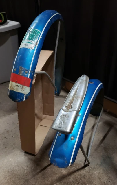 Vintage 1960's Schwinn Fiesta Front & Rear Fenders With Original Head Light Vintage 1960's Schwinn Fiesta Front & Rear Fenders With Original Head Light