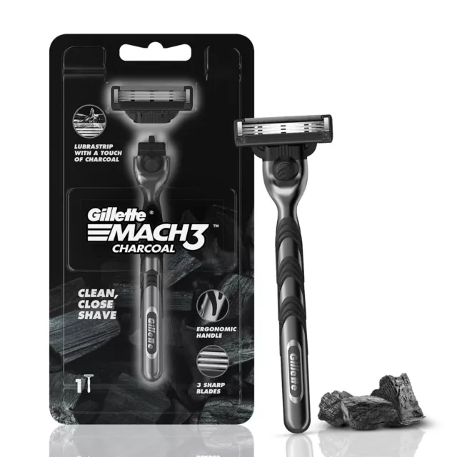 1 maquinilla de afeitar Gillette Mach3 de carbón para hombre, afeitado...