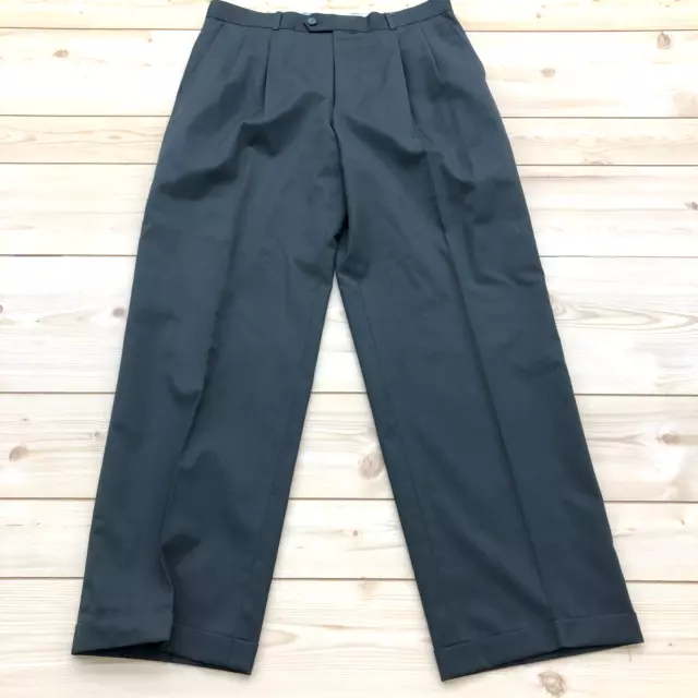 Vintage Pierre Balmain Green Pleated Straight Chino Loose Pants Adult Size 36X33