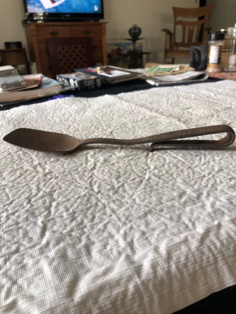 ANTIQUE 19th CENTURY BLACKSMITH HAND FORGED IRON PEEL SPATULA TURNER