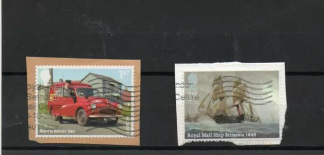 GB 2013 QEII Self Adhesive stamps from PM40 Royal Mail Transport SG3530/1 used