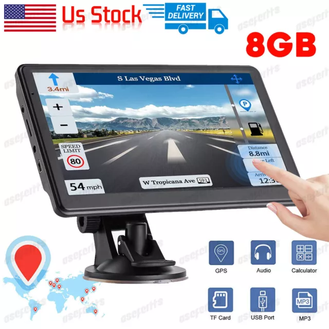 7" Car Truck Sat Nav GPS Navigation 8GB with Free Lifetime USA Canada Mexico Map