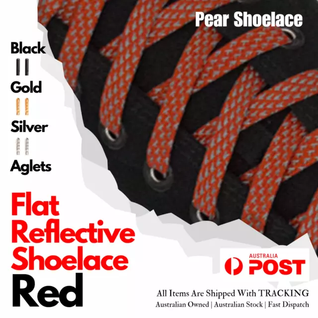 Shoelace Reflective Red Flat Sneaker Nike Adidas Rebook Converse Puma FRW10MM