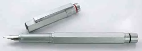 Rotring 600 Silver Hexagonal Fountain Pen New In Box Fine  Pt With A Converter 2