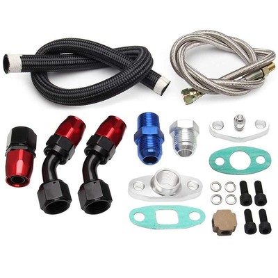 1 Set Universal Turbo Oil Drain/ Feed Line Hardware Fit for T3 T4 GT35 T70 T66