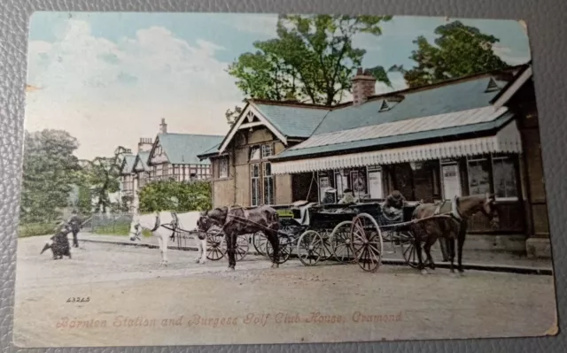 Pre-war postcard of Barnton Station and Burgess Golf Club House, Cramond.