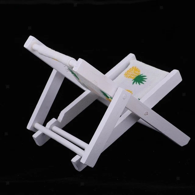 1:6 Miniature Folding Wooden Beach Sunbath Deck Mini