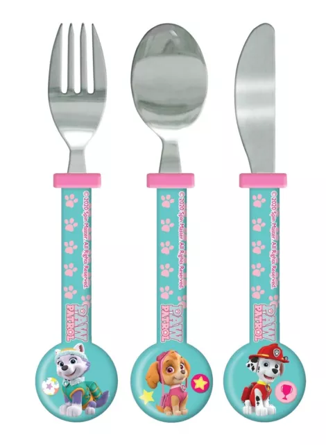 Paw Patrol Girls Children's Kids 3pcs Cutlery Set, Knife/Fork/Spoon