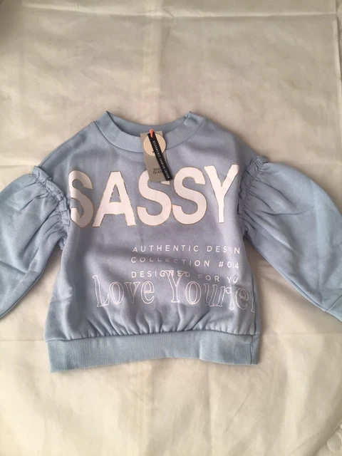 River island mini girls aged 3-4 Years blue sassy sweat top set BNWT 6