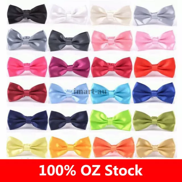 Mens Silk Satin plain Tuxedo Solid Bow Tie Formal Wedding  Bowtie Necktie ties