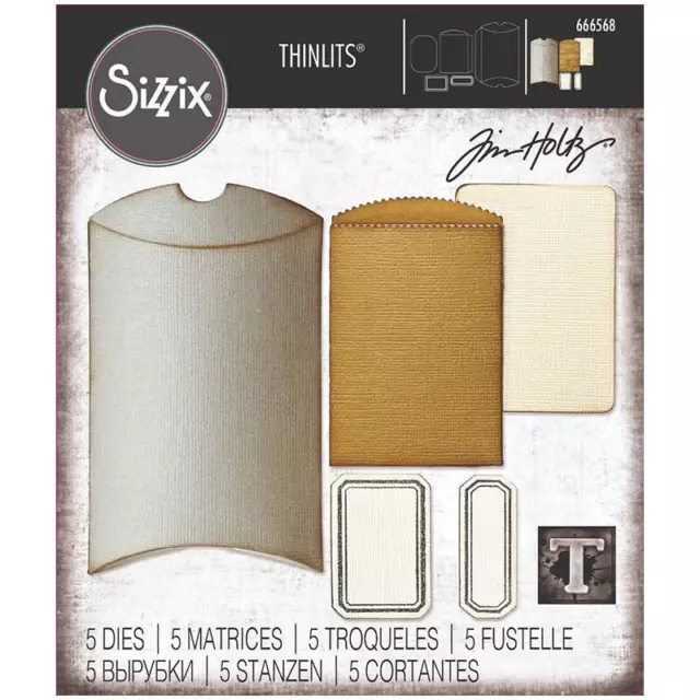 SIZZIX Stanzform Präge Stanzschablone Cutting Die, Pillow Box + Bag by Tim Holtz 3