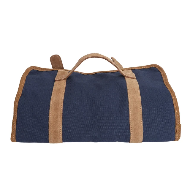 (11)Bar Kit Bag Multiple Compartments Canvas Bartender Roll Up Bag Easy Access