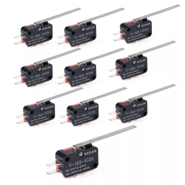 10X Limit Micro Switch Long Straight Hinge Lever SPDT V-153-1C25 Microswitch Hot