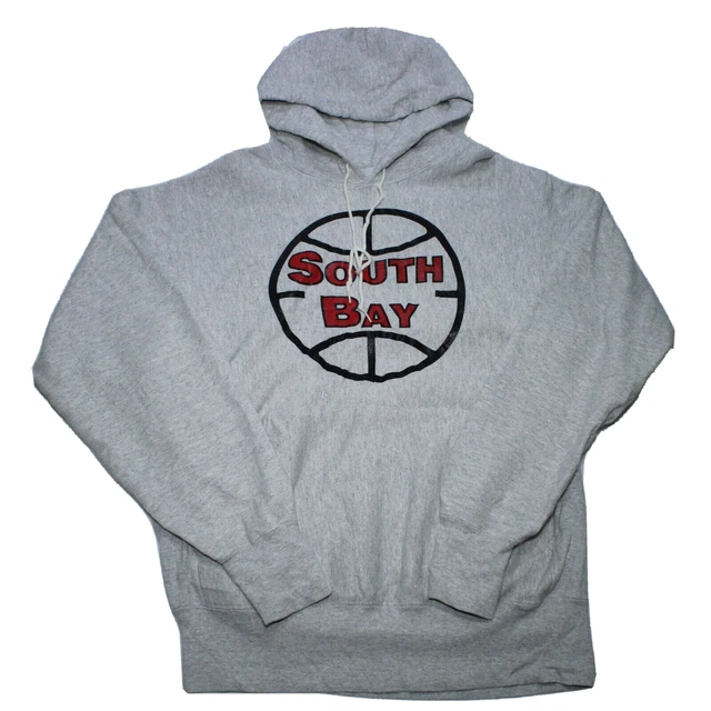 Vintage Lee Crossgrain Heavy Hoodie South Bay Basketball USA Grey Jumper - Large