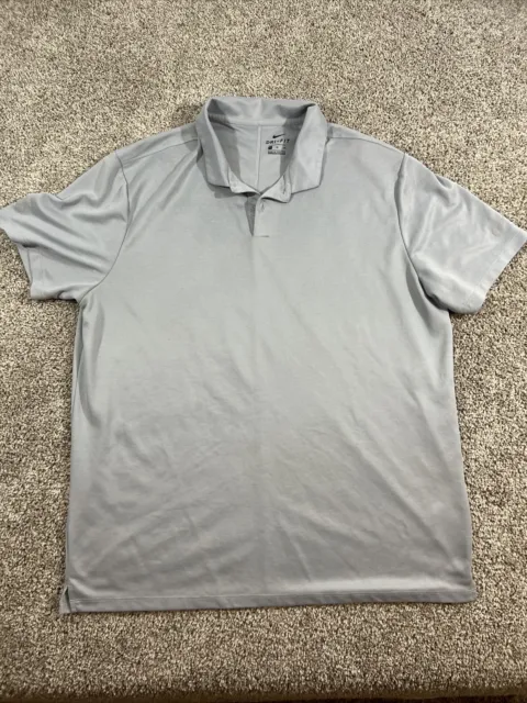 Nike Mens Gray Dri Fit Short Sleeves Collared Polo T Shirt Size XL