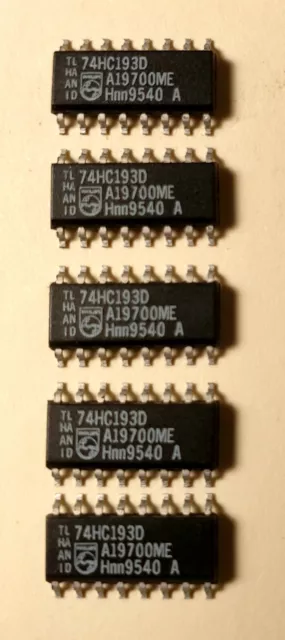 5 X 74HC193D Ic : 4bit, Up/Down Counter; Series: SO16 Philips
