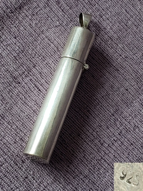 Judaica antiker Anhänger 925 Silber Amulettbehälter Kameyah/Klaf/Dose um 1940-50