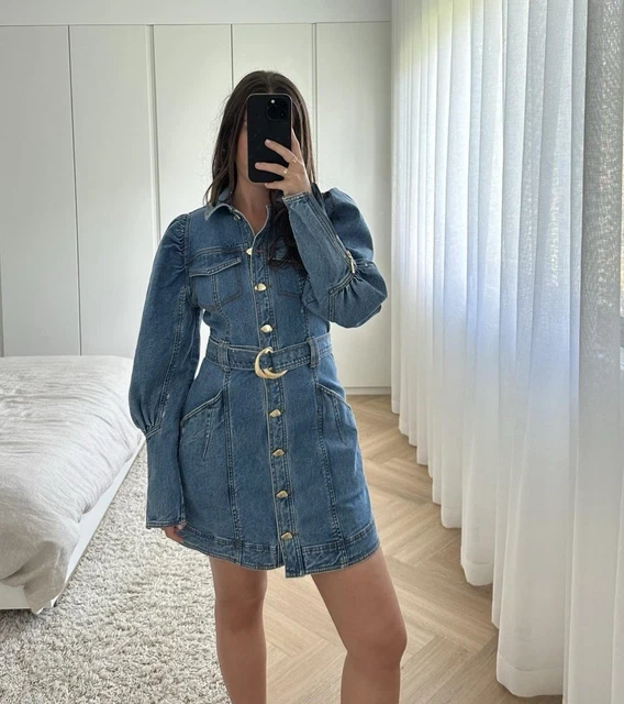 white christmas dresses Lumi Denim Mini Tunic Dress | Ivory main image 0