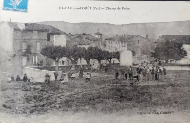 CPA 83 St-Paul-en-Forêt Fairground 1922. Stamped 25 c sower n°140 obliterated