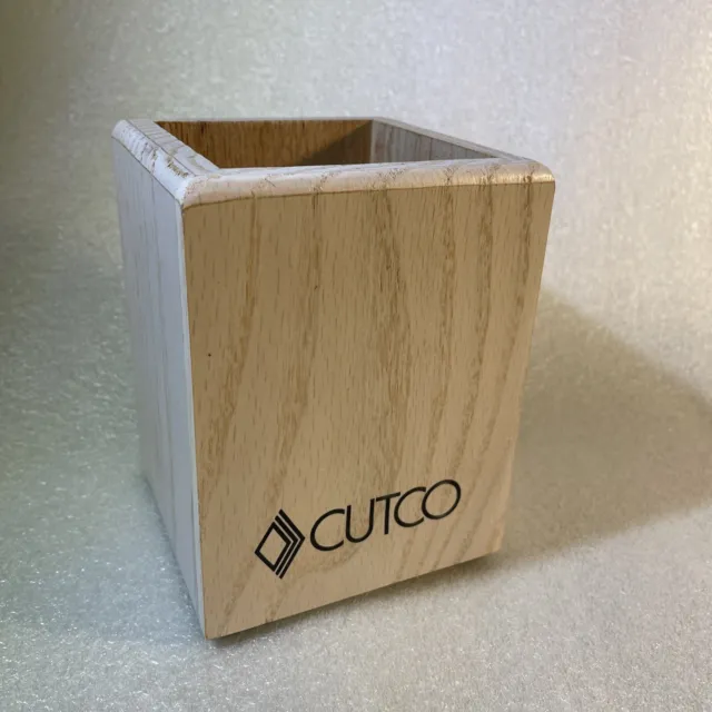 Soporte de utensilio cuadrado de madera Cutco bloque caddy roble blanco 4x4x5 hecho en EE. UU.
