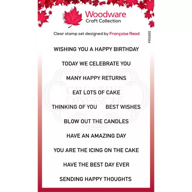 Woodware Birthday Strips 11 Piece Sentiment Clear Stamp Set Birthday Card Making