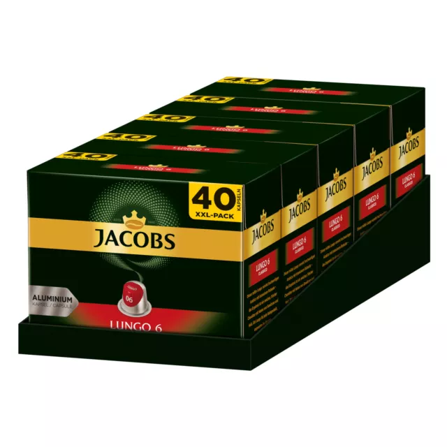 JACOBS Kapseln Lungo 6 Classico 200 Stück XXL-Pack Nespresso®* kompatibel