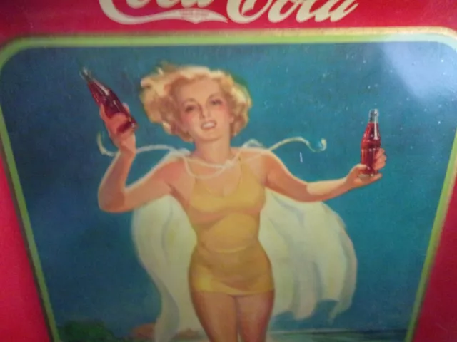 Authentic Coke Coca Cola 1937 Girl Advertising Serving Tin Tray 2