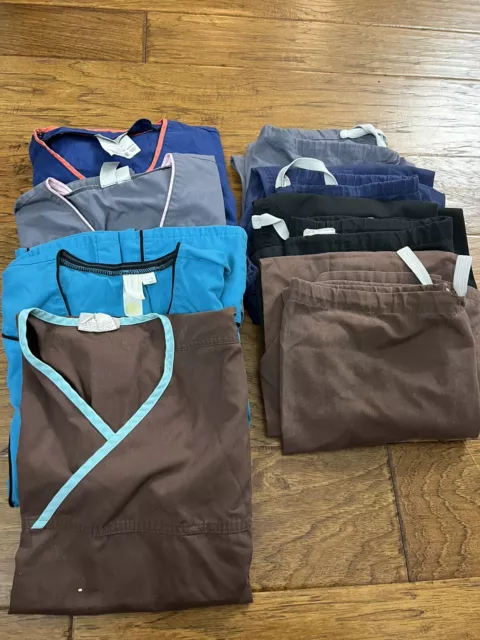 Urbane Scrubs Tops Bottoms Lot 8 Adult Small Extra Gray Blue Brown Womens