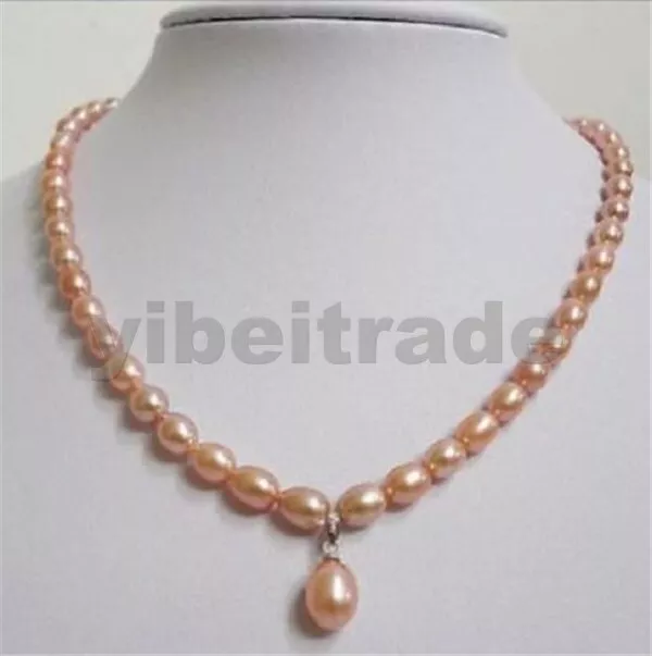 Elegnat 8-9Mm Gold Pink South Sea Baroque Pearl Necklace Pendant 18Inch
