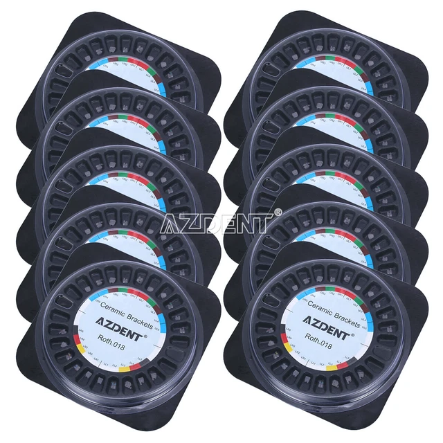 AZDENT Dental Orthodontic Brackets Braces Ceramic Mesh Base Roth.018 Hooks 345
