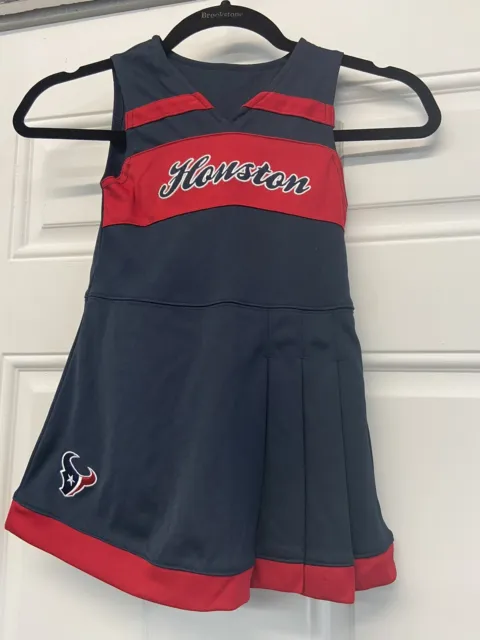 Houston Texans NFL Football Cheerleader Dress Uniform Girl's 4T Home outfit Vtg