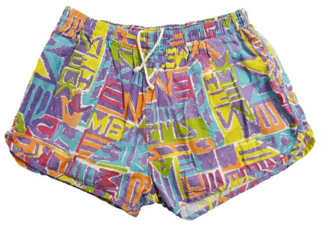 Vintage Crazy Loud Patterned 90s Summer Beach Travel Festival Shorts SMALL W28"