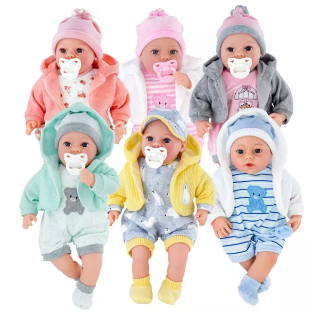 18" Lifelike Large Size Soft Bodied Baby Doll Girls Boys Dolly Toy With Sounds