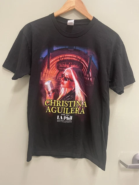 Christina Aguilera & La Phil 2021 Black Tee Double Sided Sz M Hollywood Bowl