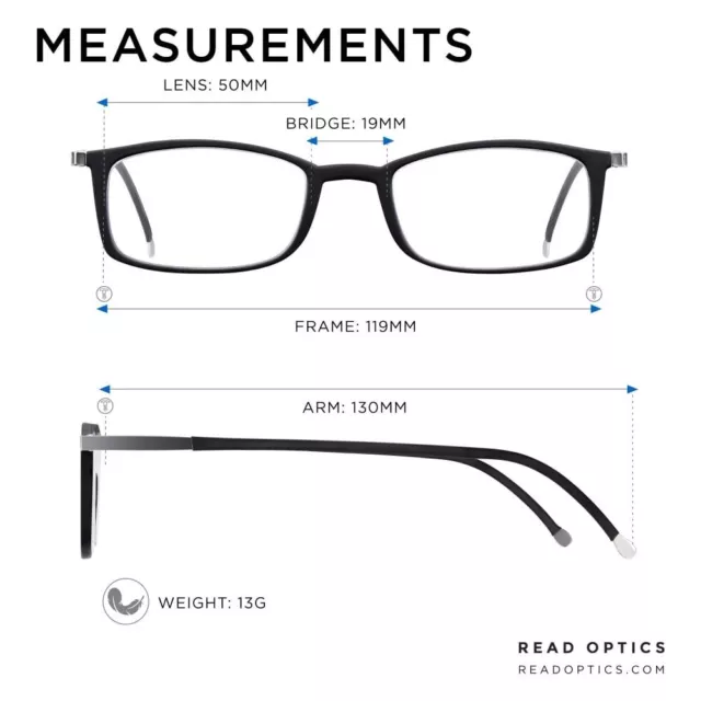 Anti Blue Light Glasses Super Thin Black Reading Glasses & Case 2.5 UK SELLER
